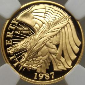 アメリカ　5ドル金貨1987年　憲法起草200年記念貨